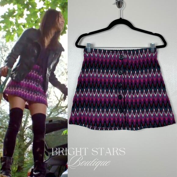 Rare Purple Chevron Mini Skirt ASO Sally Malik Being Human Meaghan Rath Bohemian - Picture 3 of 8